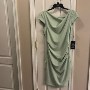 NWT White House Black Market draped sheath dress green size 12